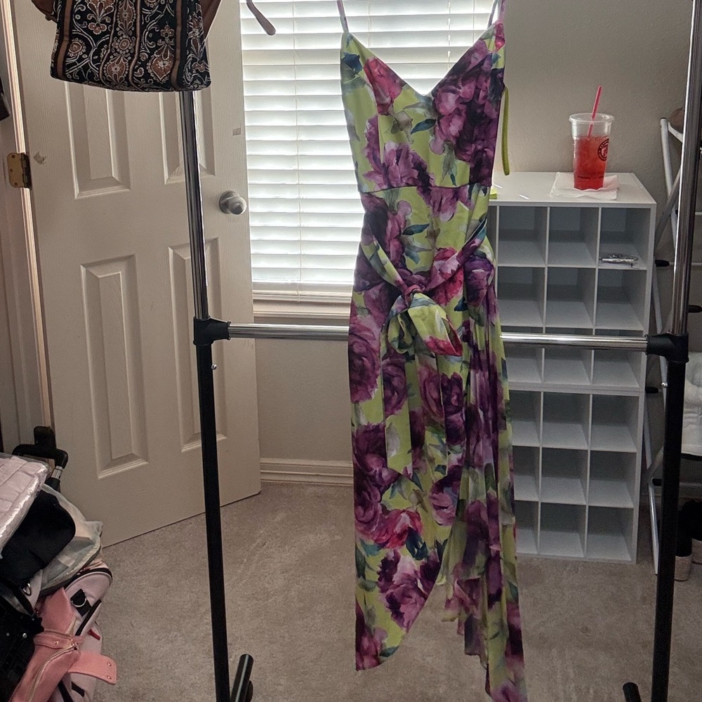 Badgley Mishka Floral Sleeveless Dress - Purple and Green